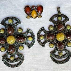Three Belt, Dress or Other Stone and Metal Embellishment Pieces